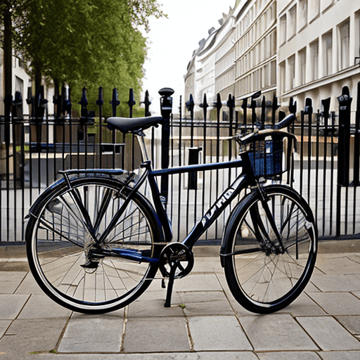 Bicycle locked to London railings