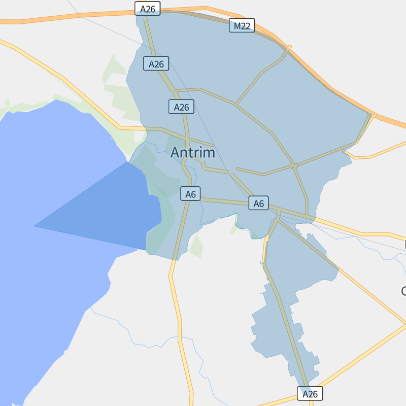 Antrim geographic boundaries light outline