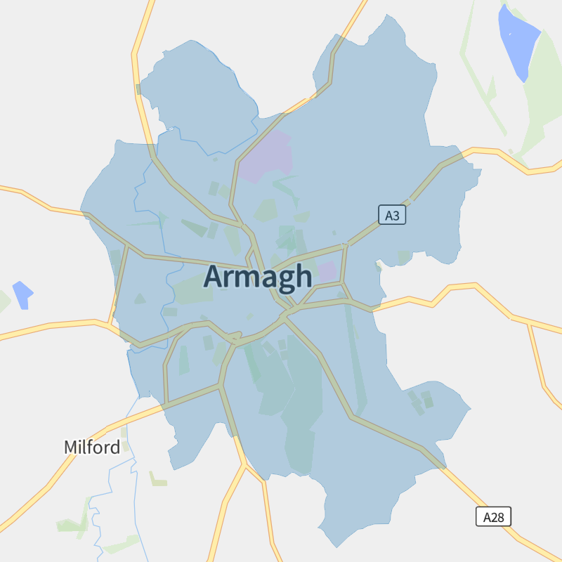 Armagh geographic boundaries light outline