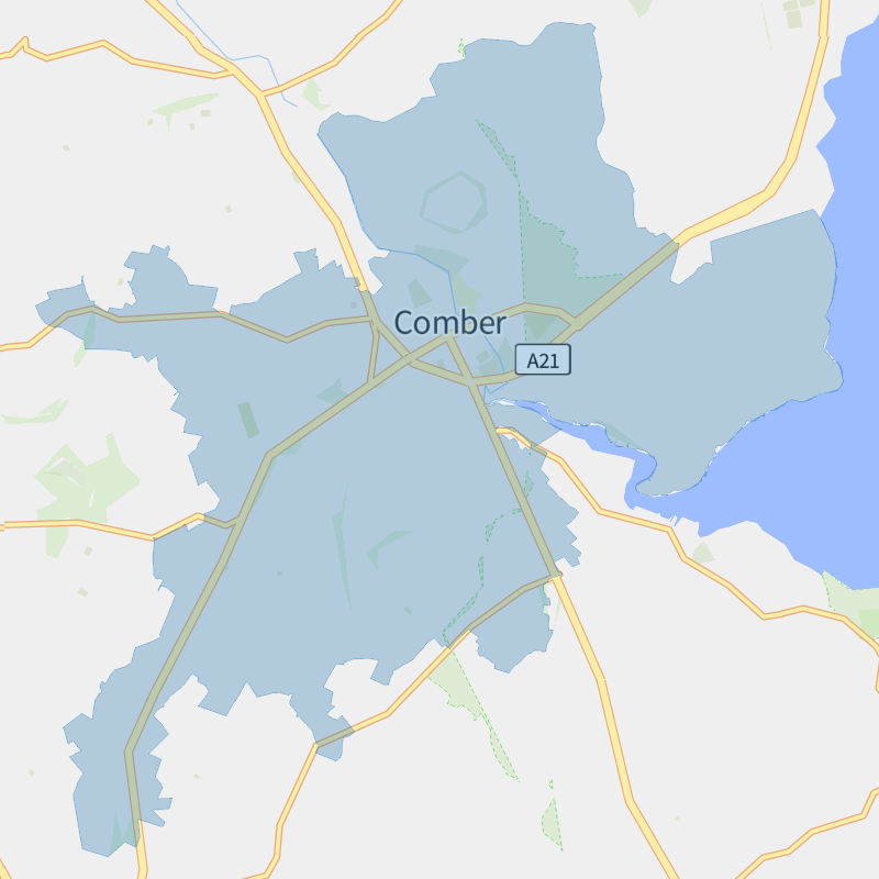 Comber geographic boundaries light outline