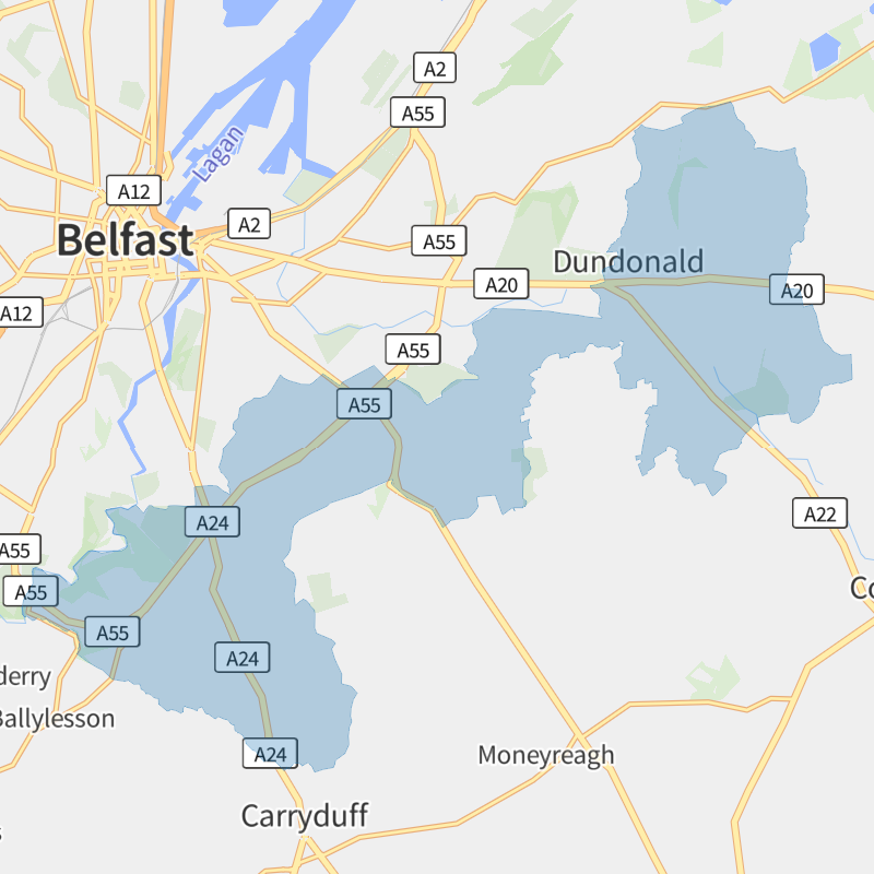 Metropolitan Castlereagh geographic boundaries light outline
