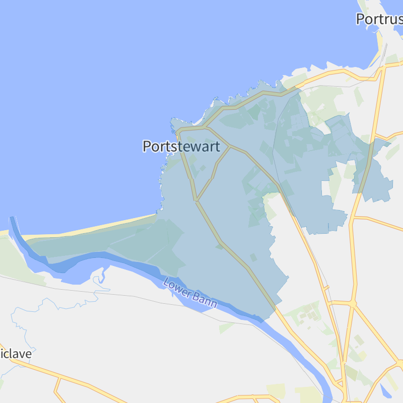 Portstewart geographic boundaries light outline