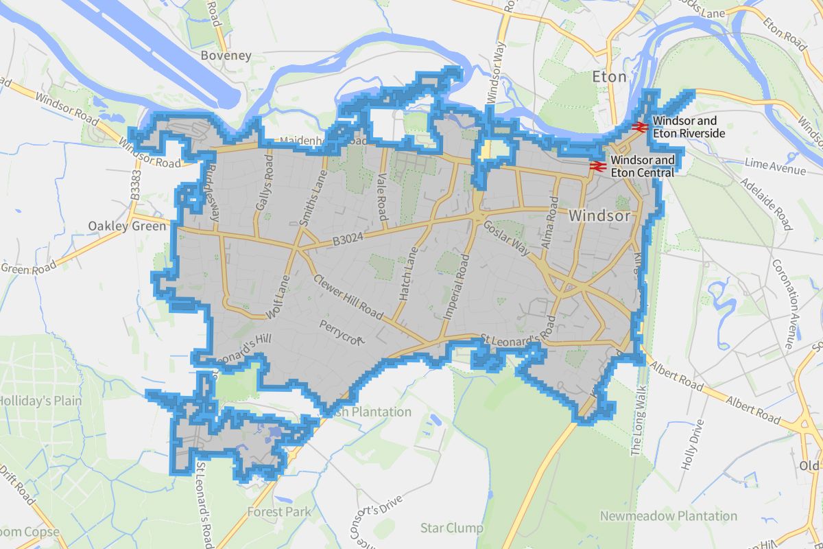 Windsor geographic boundaries light outline