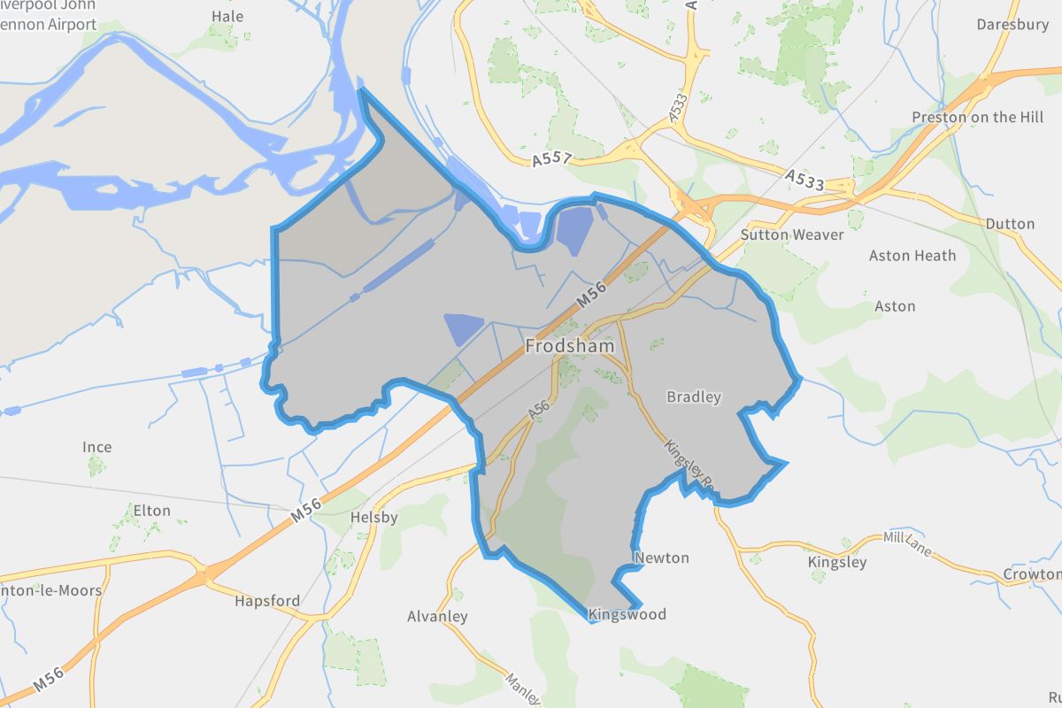Frodsham geographic boundaries light outline
