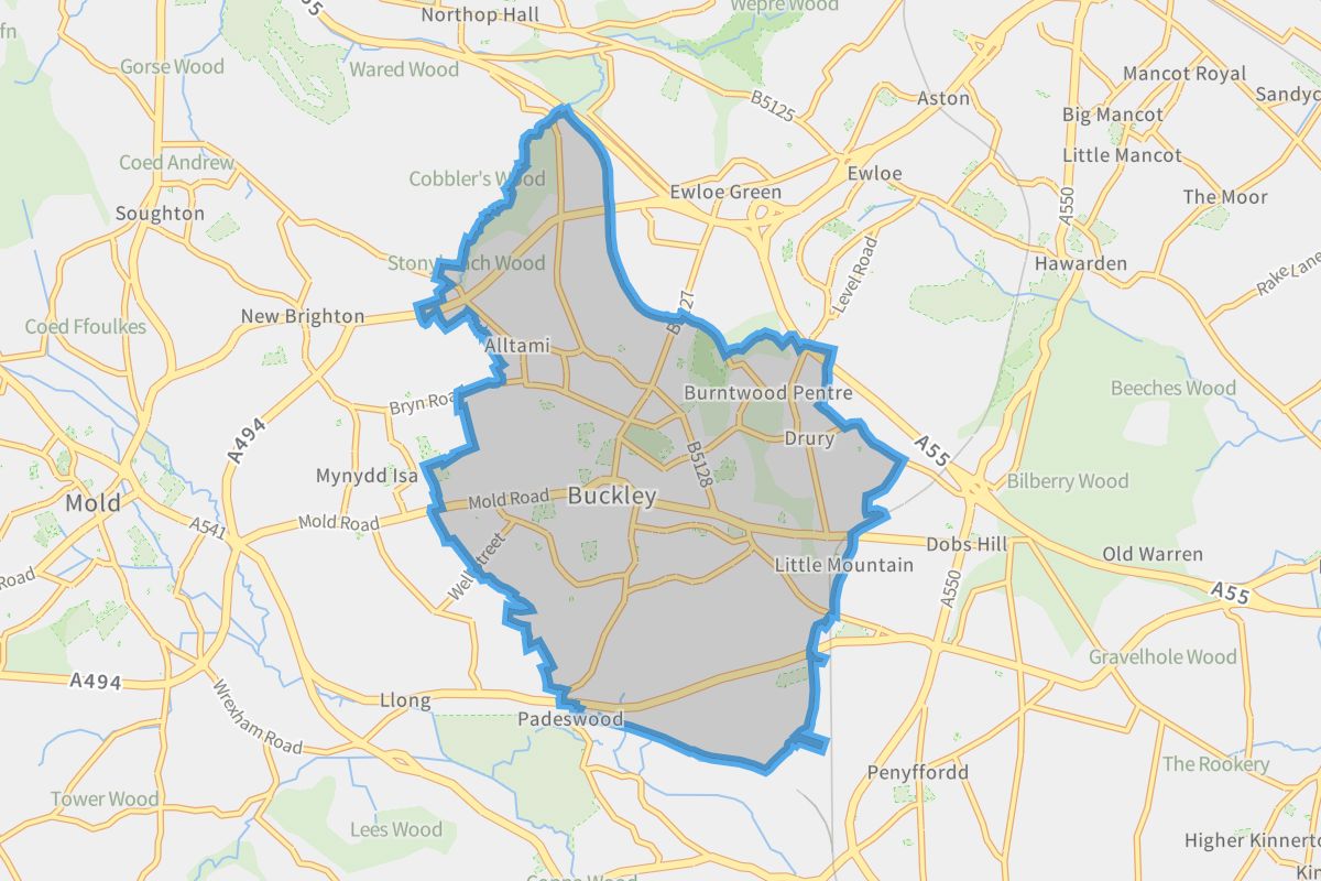 Buckley geographic boundaries light outline
