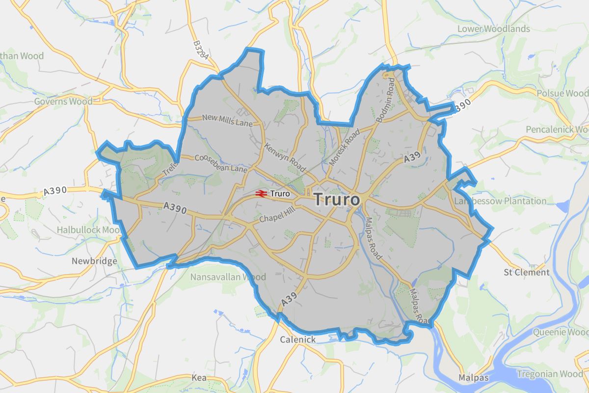Truro geographic boundaries light outline