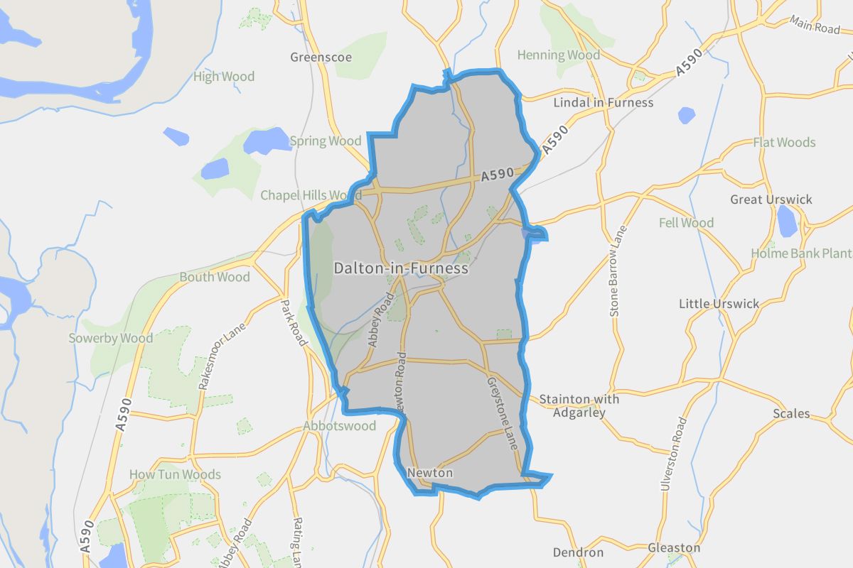 Dalton Town with Newton geographic boundaries light outline