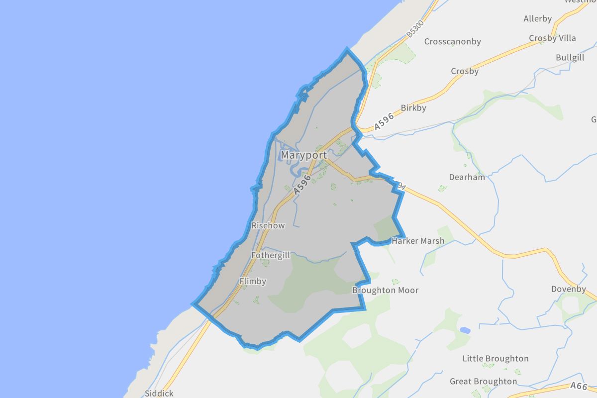 Maryport geographic boundaries light outline