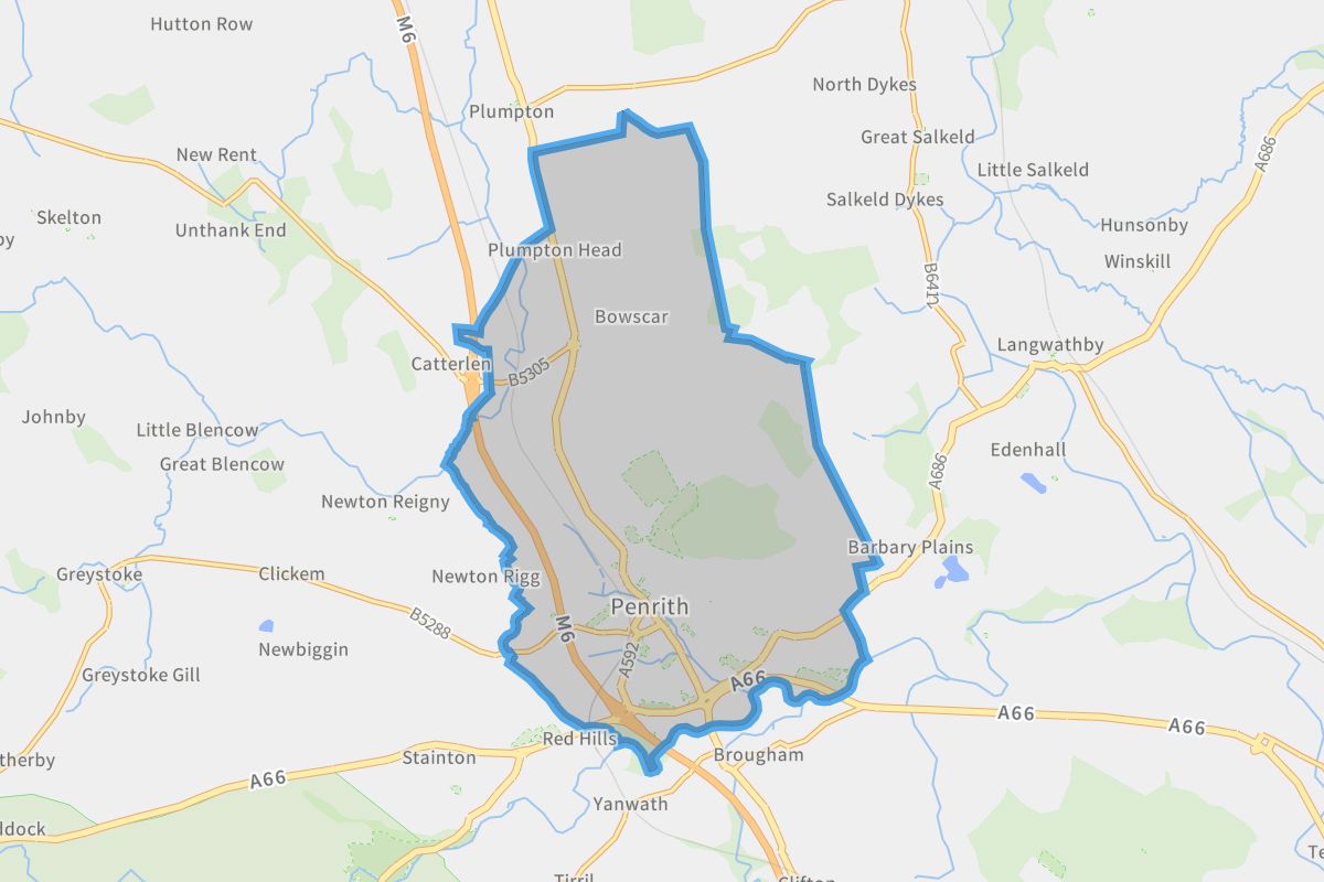 Penrith geographic boundaries light outline