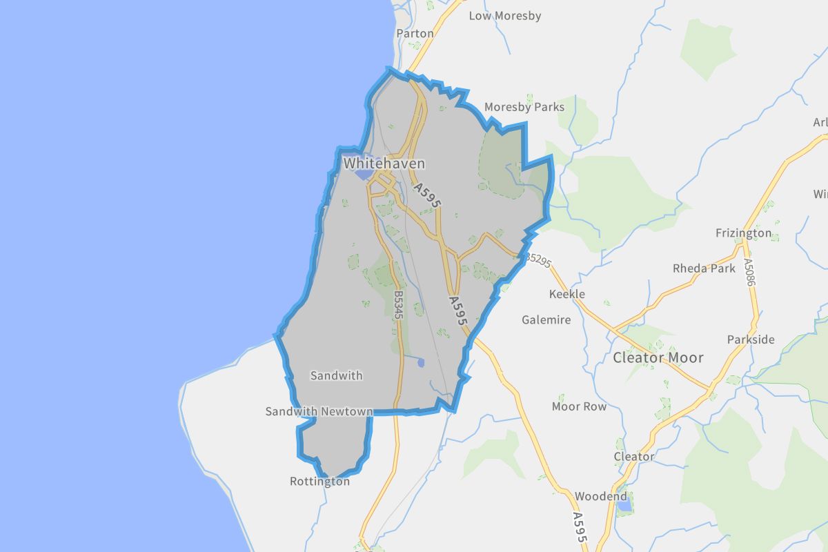 Whitehaven geographic boundaries light outline