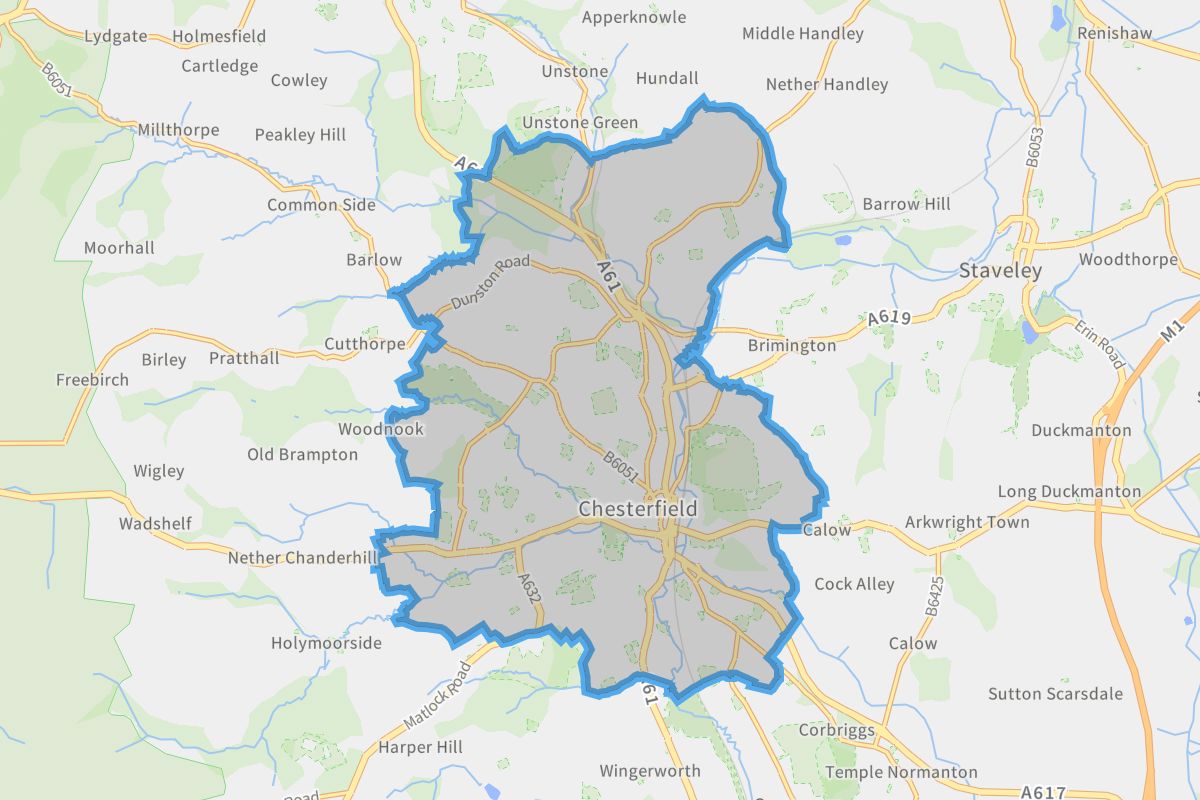 Chesterfield geographic boundaries light outline