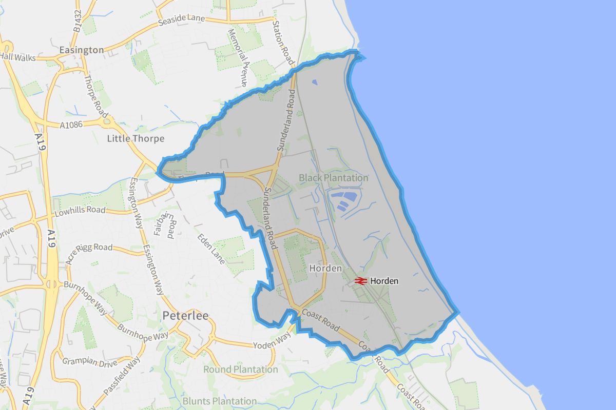 Horden geographic boundaries light outline