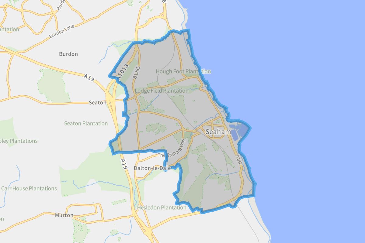 Seaham geographic boundaries light outline