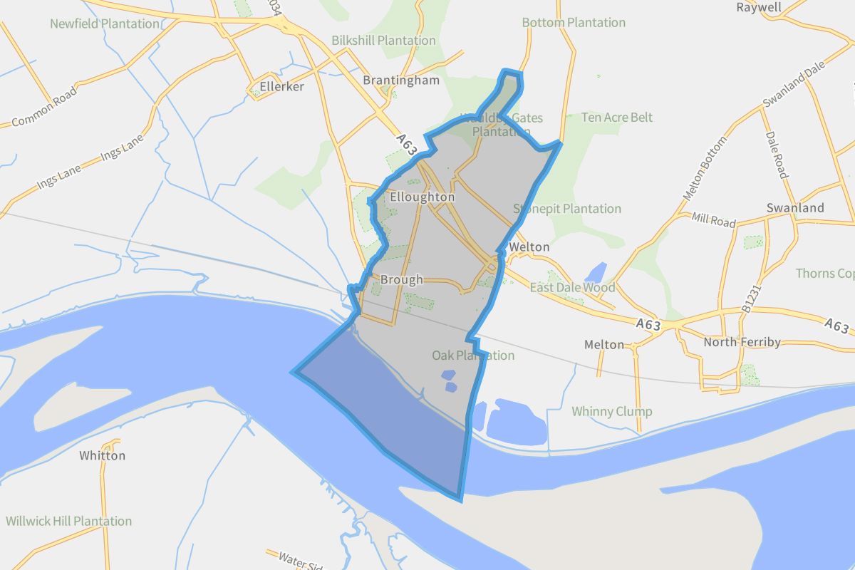 Elloughton-cum-Brough geographic boundaries light outline