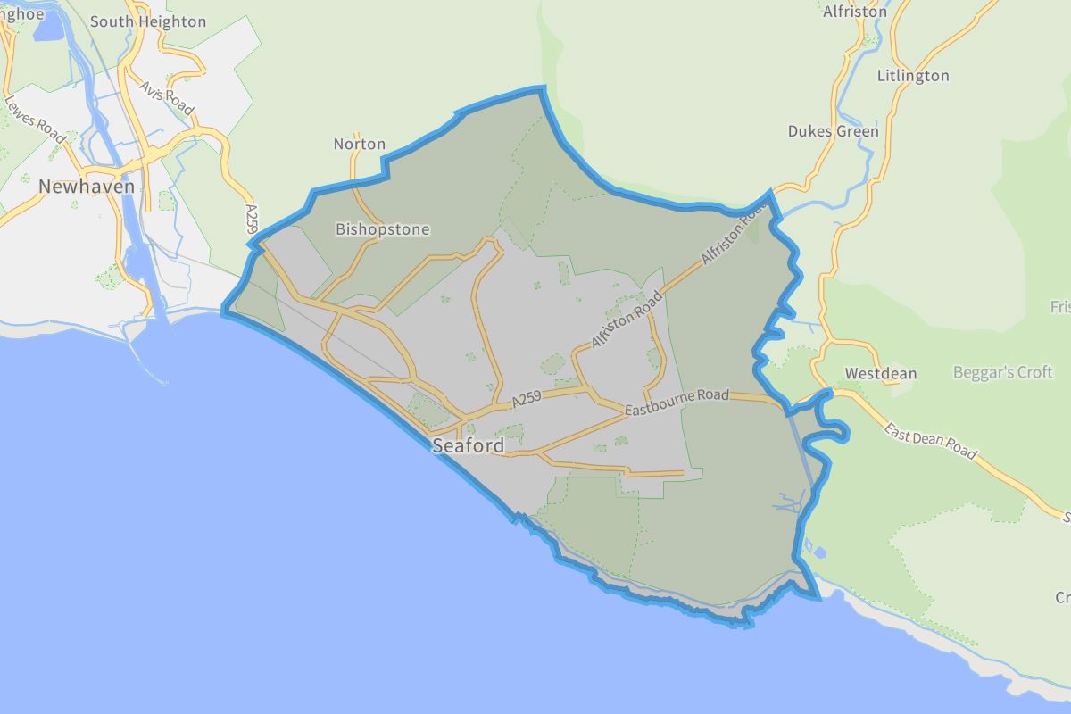 Seaford geographic boundaries light outline