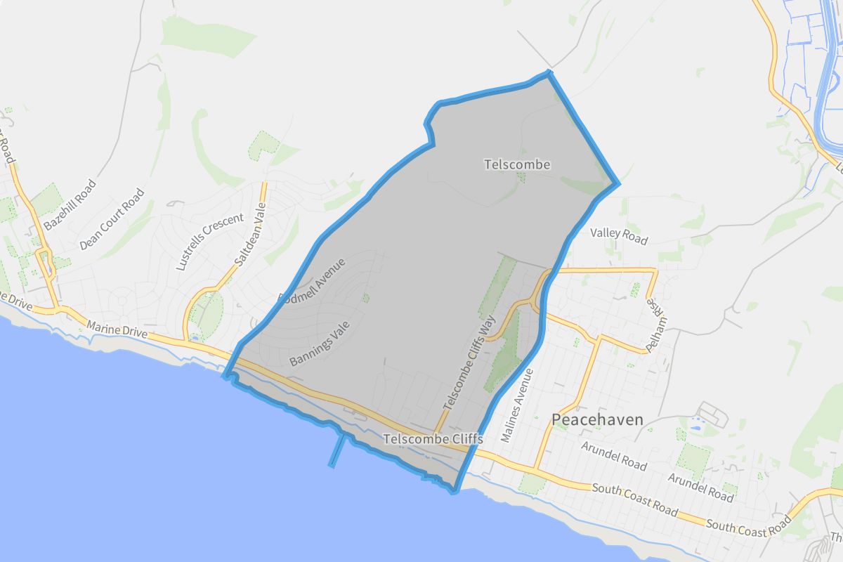 Telscombe geographic boundaries light outline