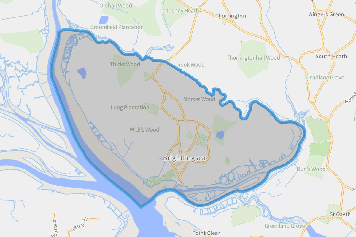 Brightlingsea geographic boundaries light outline