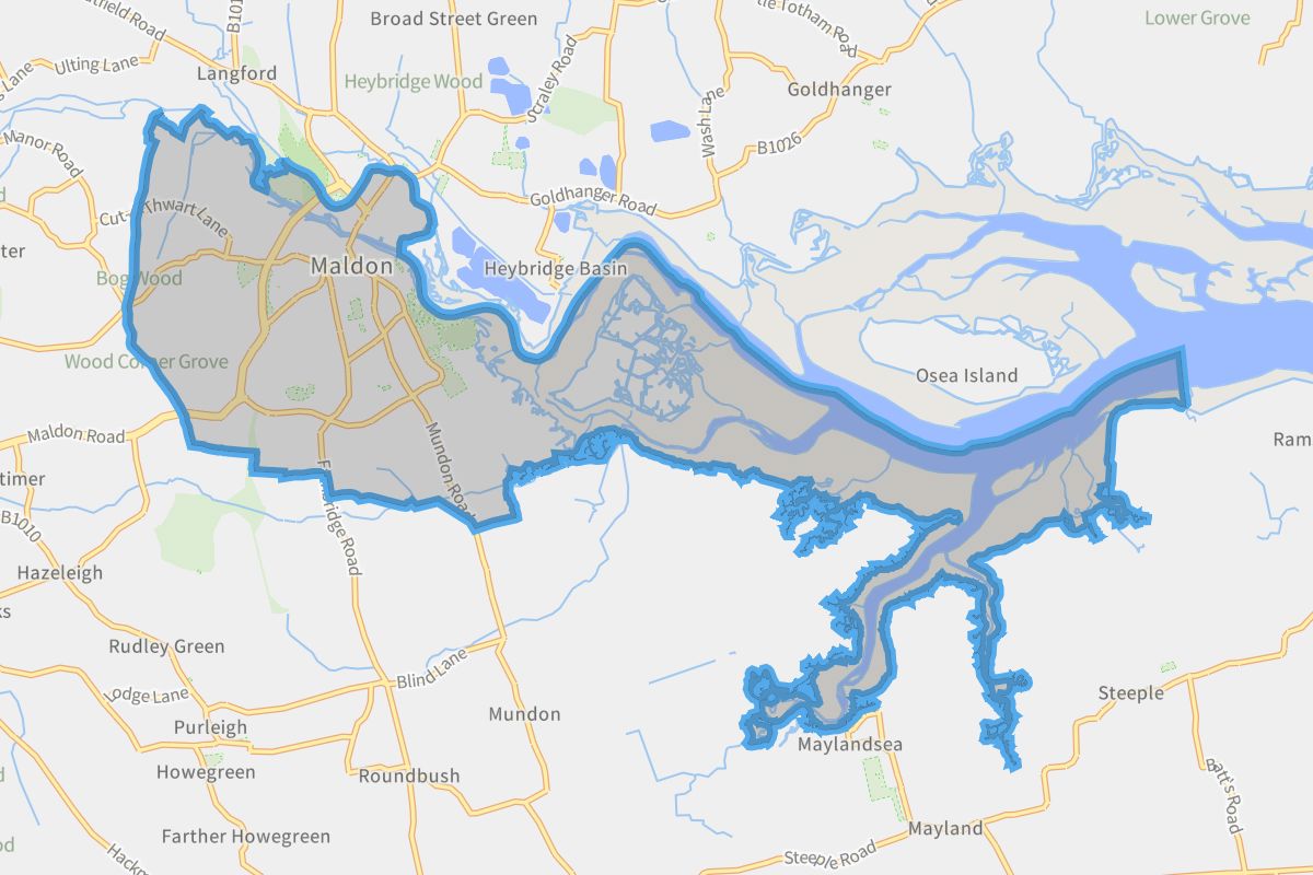 Maldon geographic boundaries light outline