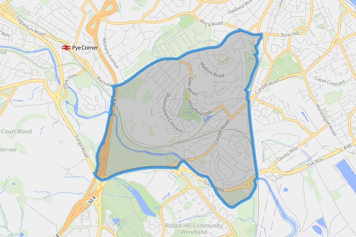 Gaer geographic boundaries light outline