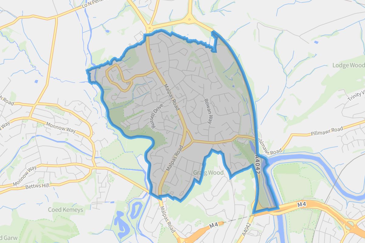 Malpas geographic boundaries light outline