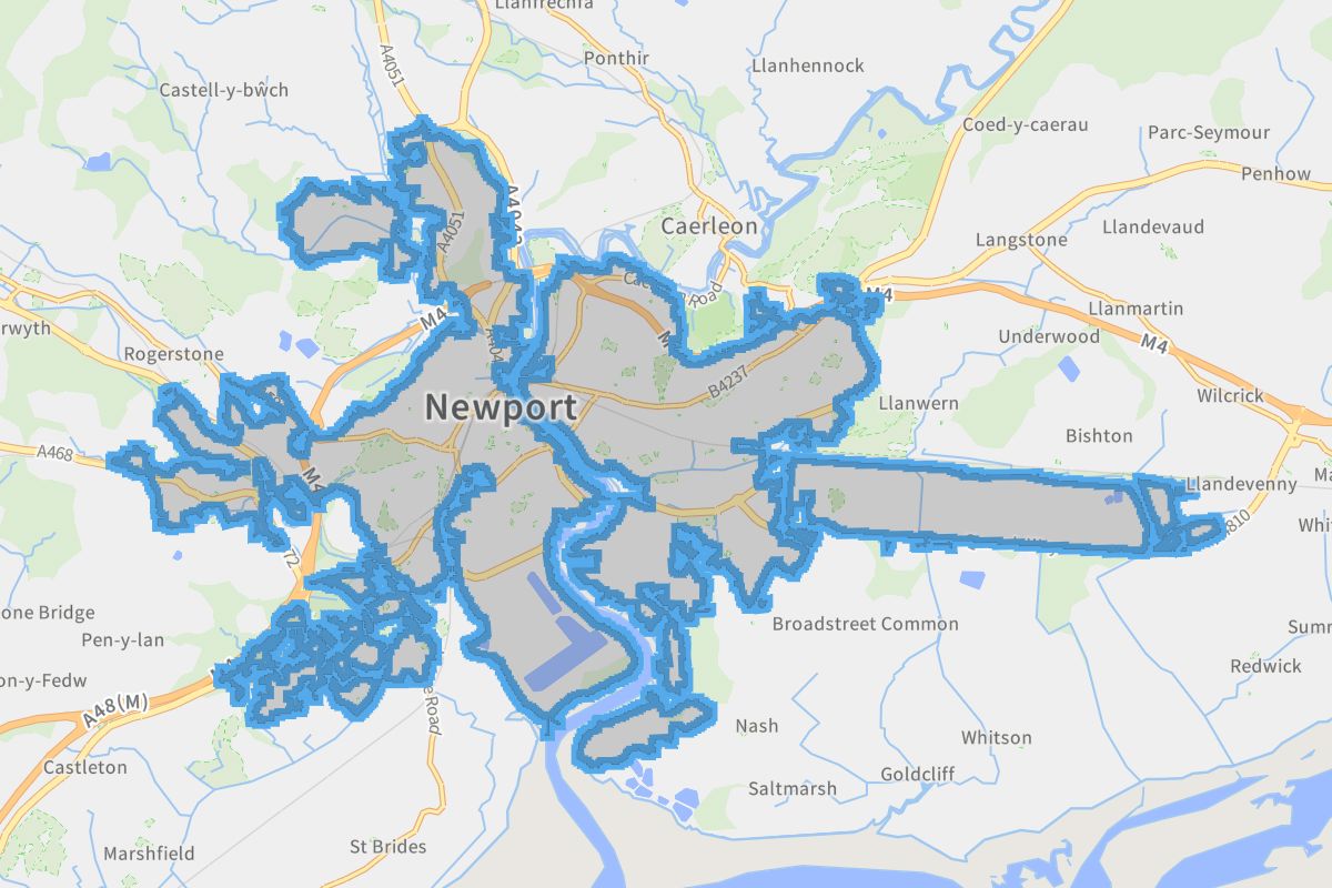 Newport geographic boundaries light outline