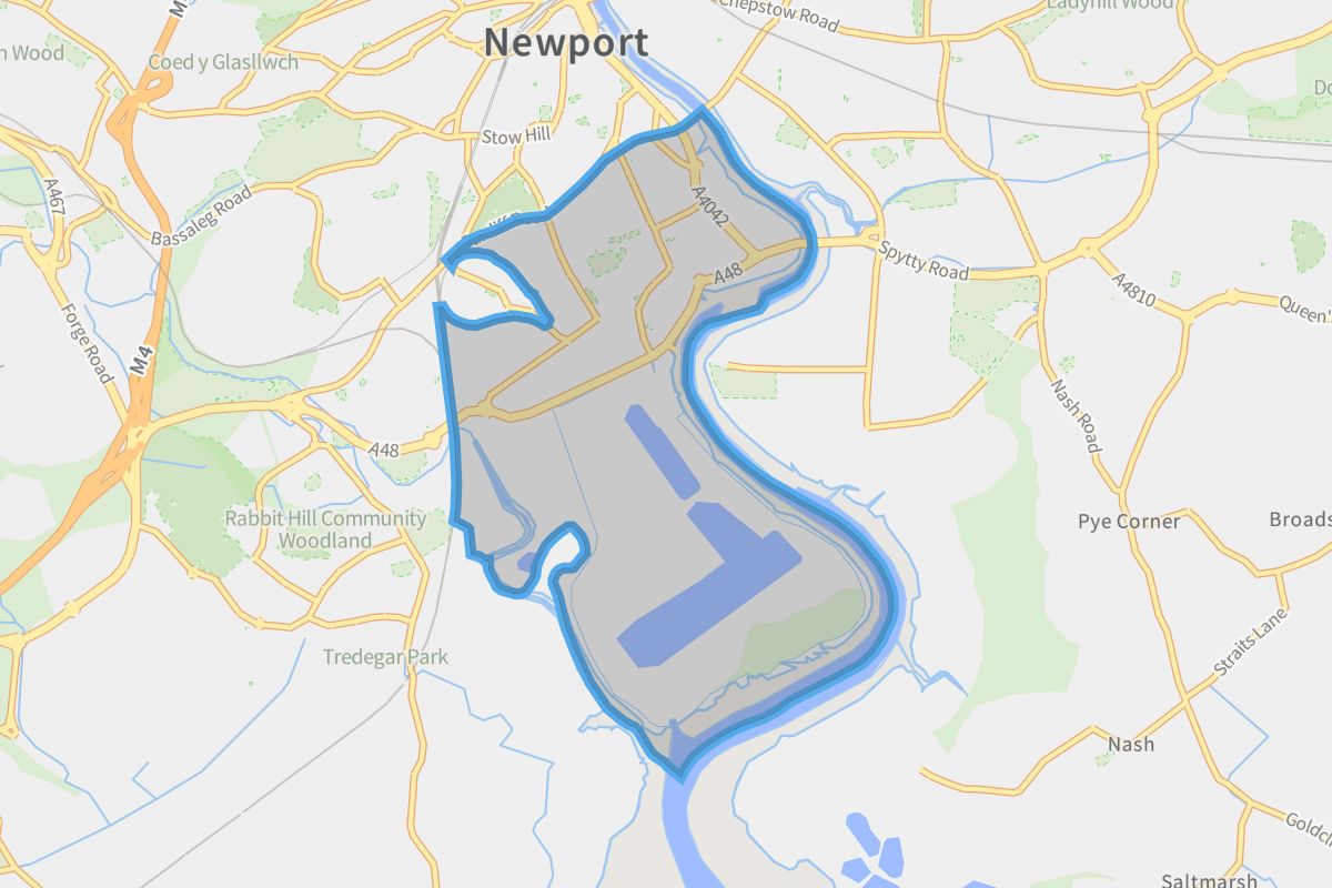 Pillgwenlly geographic boundaries light outline