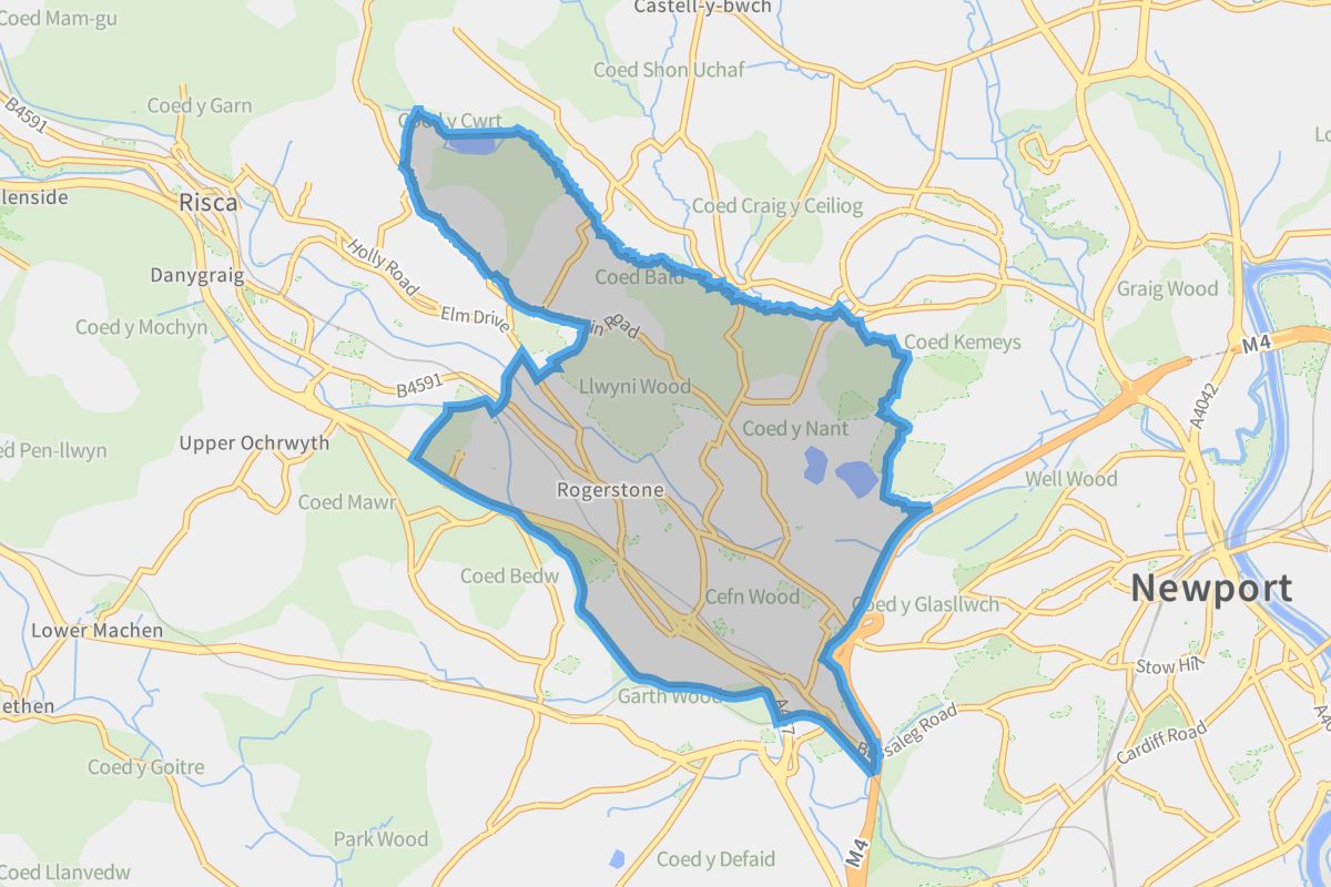 Rogerstone geographic boundaries light outline