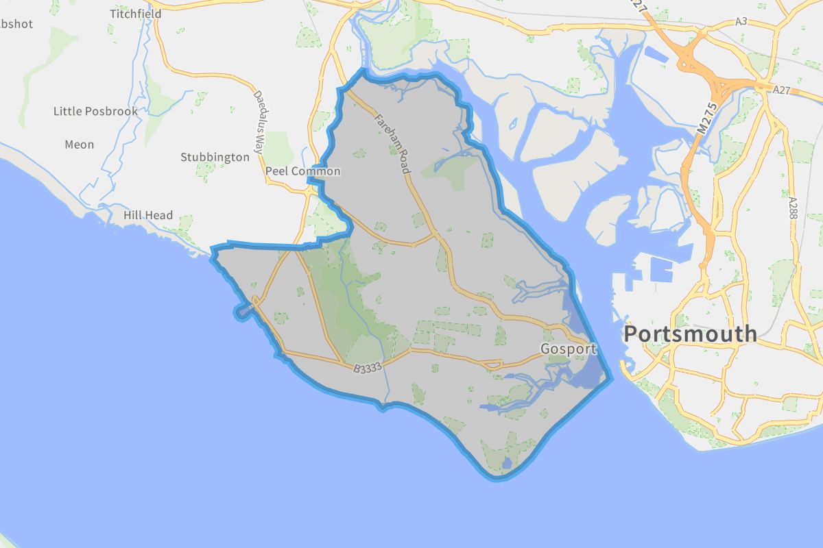 Gosport geographic boundaries light outline
