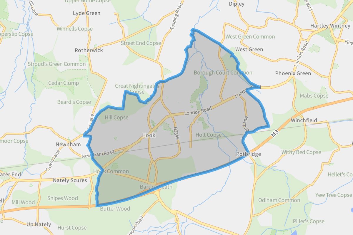 Hook geographic boundaries light outline