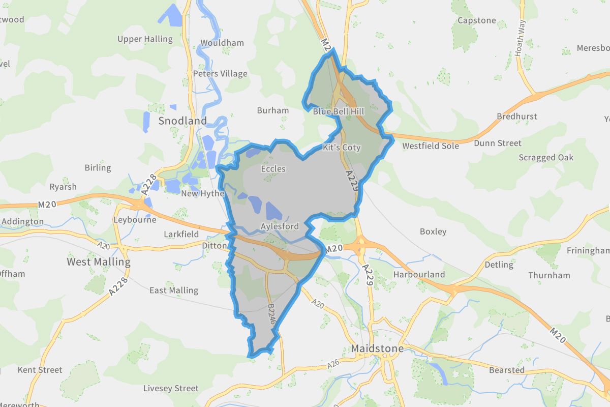 Aylesford geographic boundaries light outline
