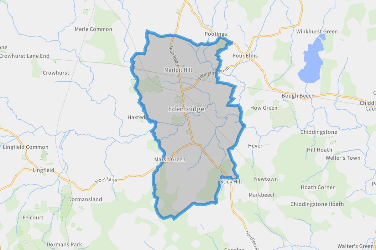 Edenbridge geographic boundaries light outline