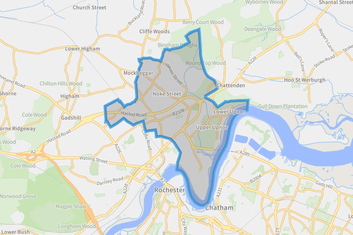 Frindsbury Extra geographic boundaries light outline