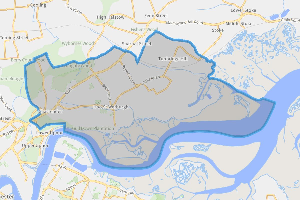 Hoo St. Werburgh geographic boundaries light outline