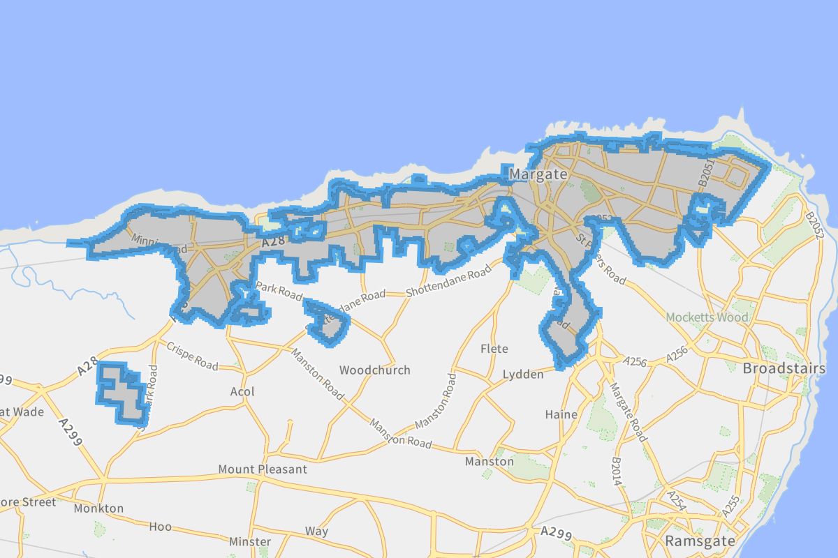 Margate geographic boundaries light outline