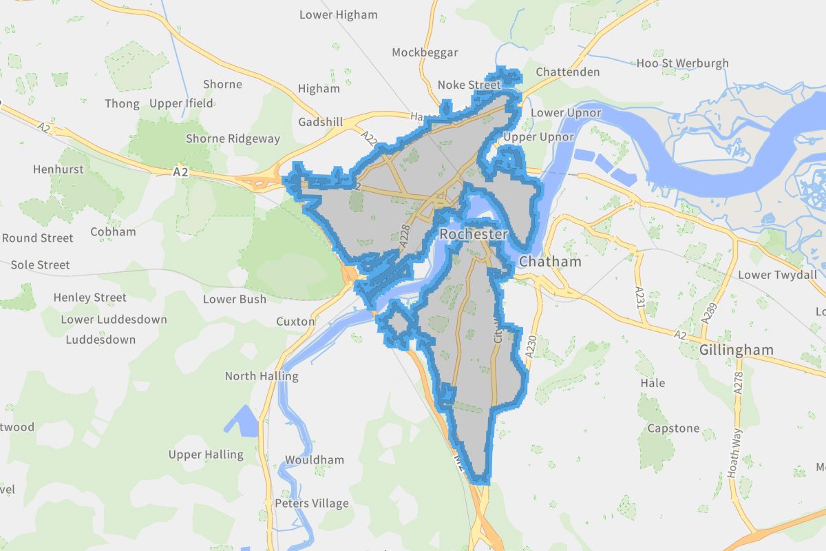 Rochester geographic boundaries light outline