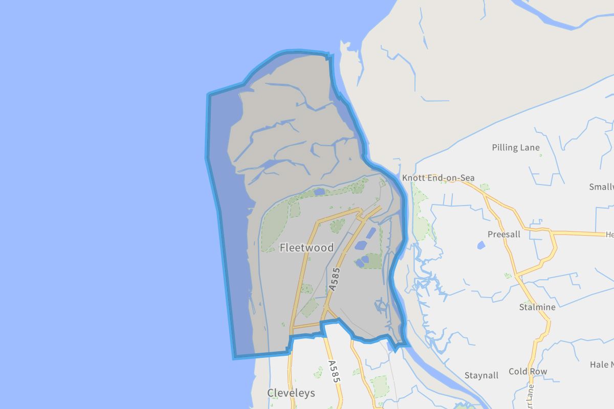 Fleetwood geographic boundaries light outline