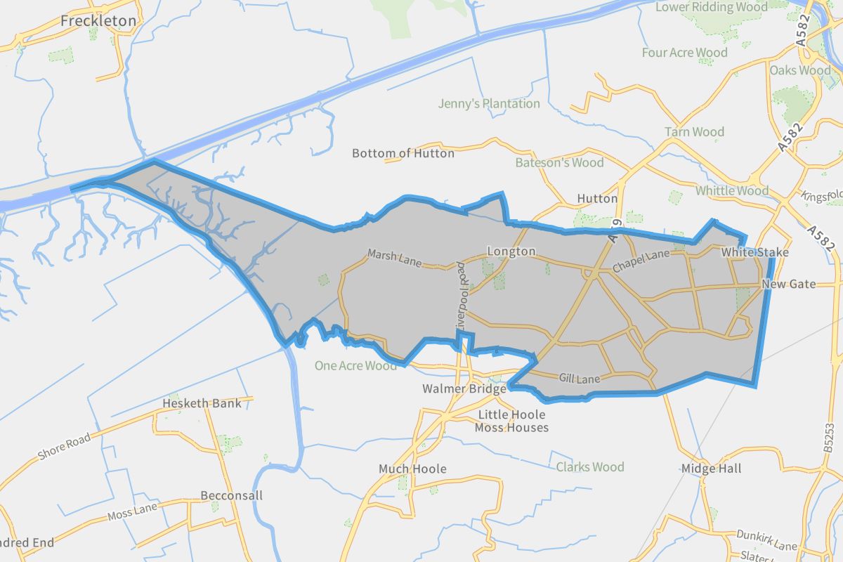 Longton geographic boundaries light outline