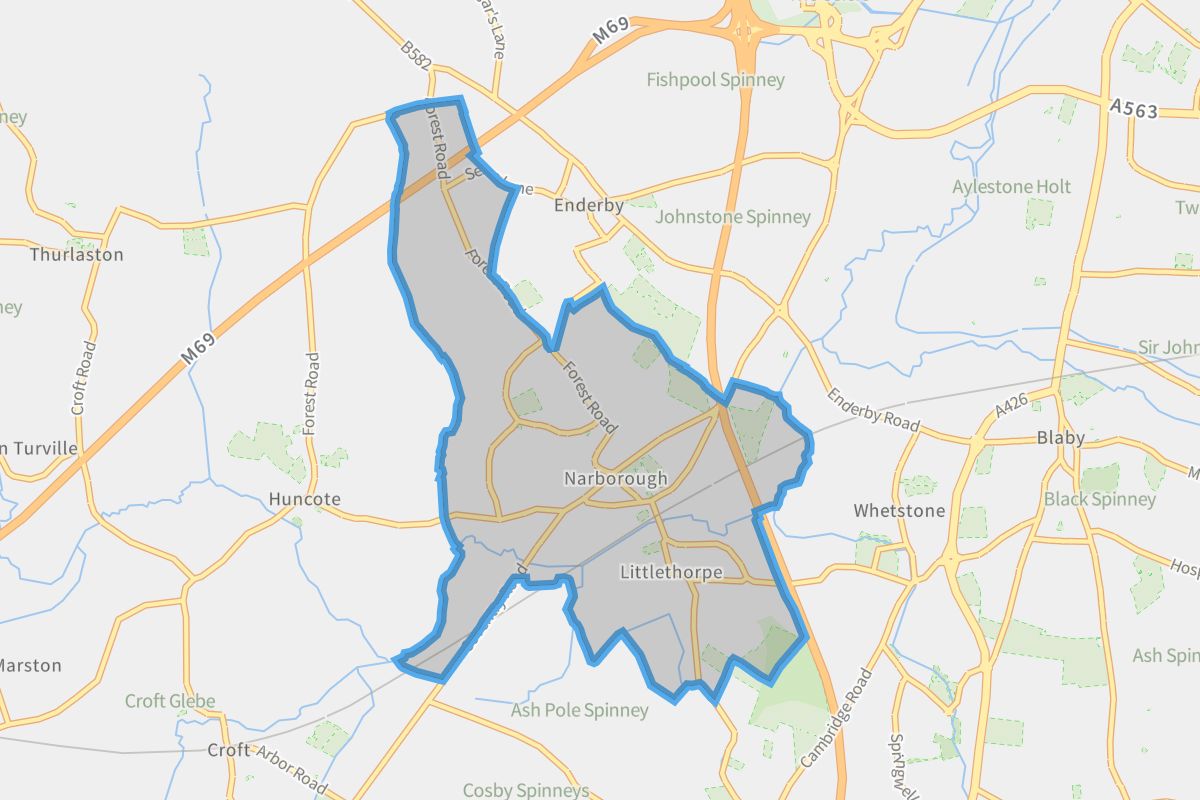 Narborough geographic boundaries light outline