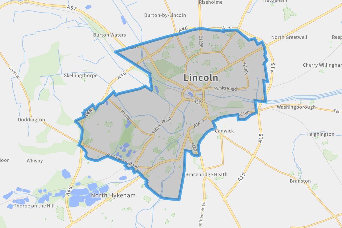Lincoln geographic boundaries light outline