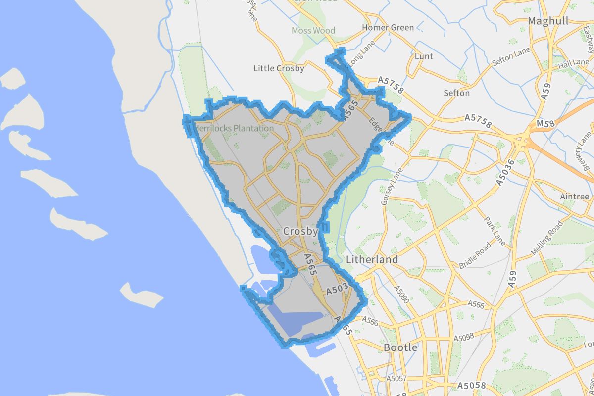 Crosby geographic boundaries light outline