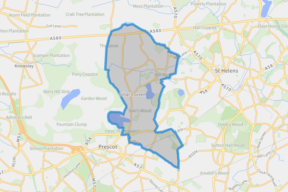 Eccleston geographic boundaries light outline