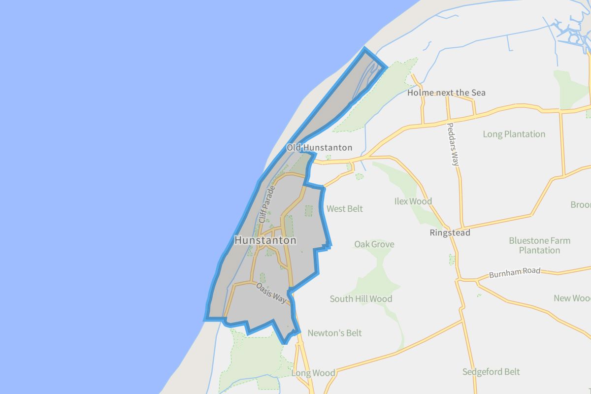 Hunstanton geographic boundaries light outline