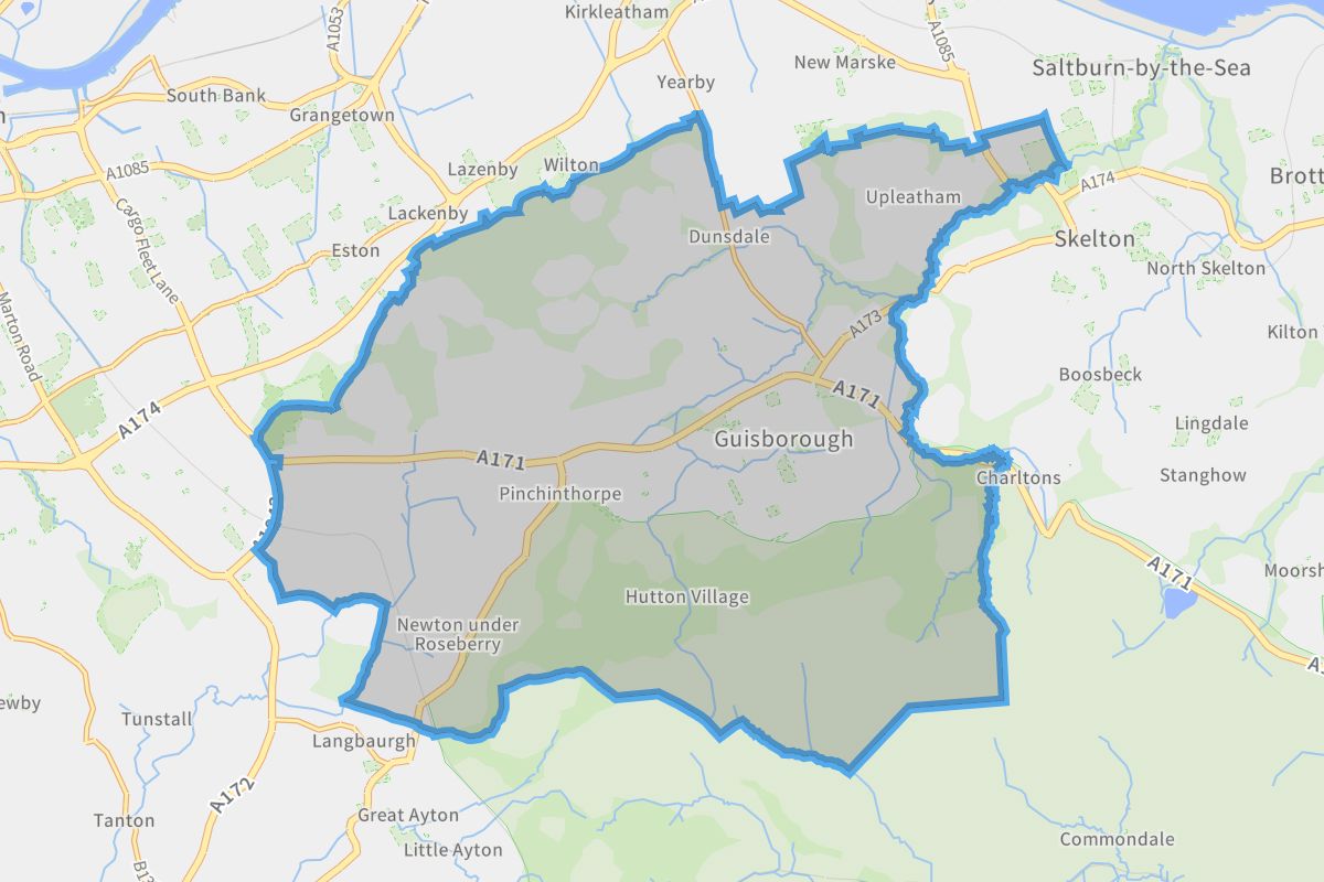 Guisborough geographic boundaries light outline