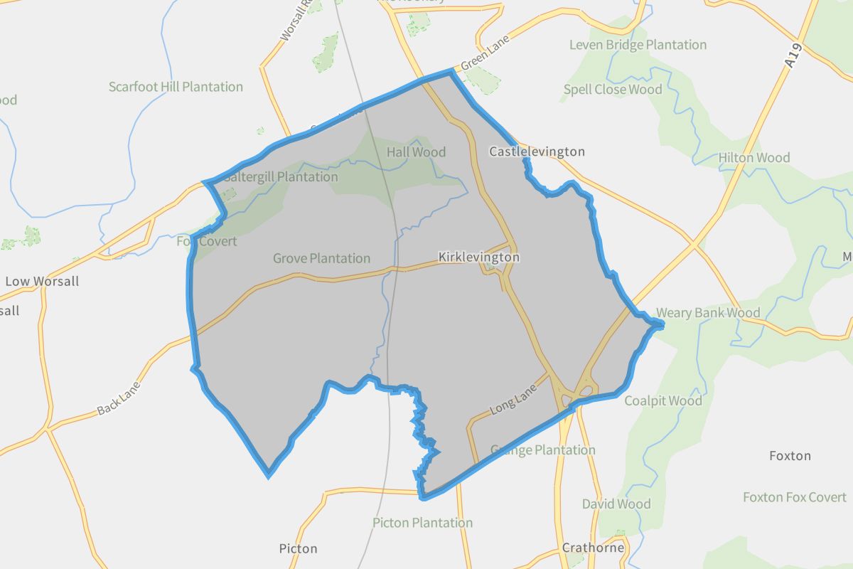 Kirklevington geographic boundaries light outline