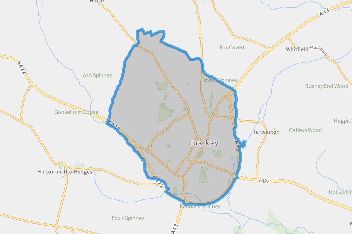 Brackley geographic boundaries light outline