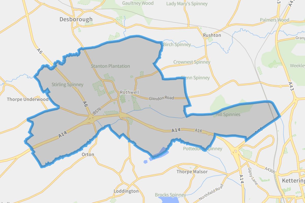 Rothwell geographic boundaries light outline