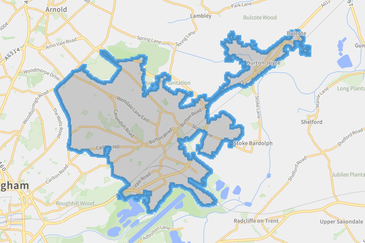 Carlton geographic boundaries light outline