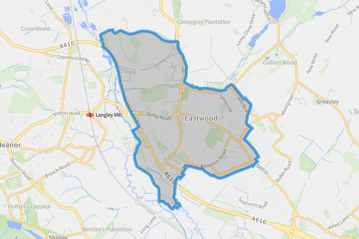Eastwood geographic boundaries light outline