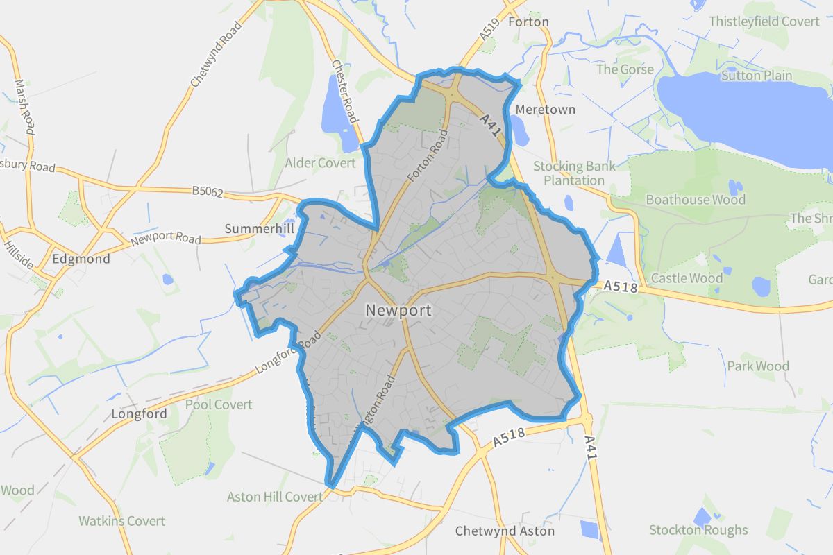 Newport geographic boundaries light outline