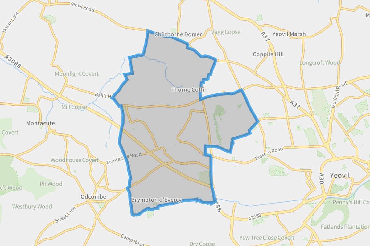 Brympton geographic boundaries light outline